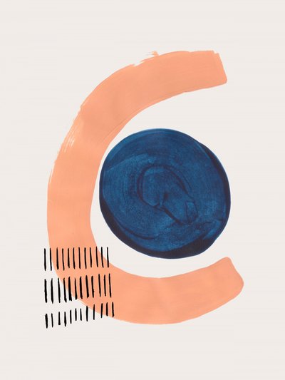 Gekrümmtes Pfirsich-Blau Abstrakt von Ejaaz Haniff