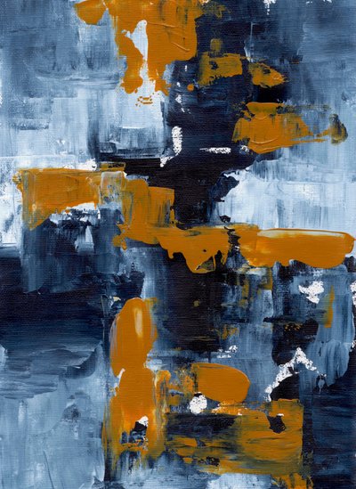 Indigo-Orange-Abstrakt von Ejaaz Haniff