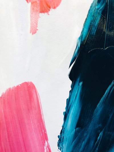 Lebendige Pink-Teal Striche von Ejaaz Haniff