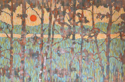 Abstrakter Waldsonnenuntergang von Ekaterina Prisich