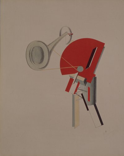 Rezitator. Figurine für die Oper Sieg über die Sonne von A. Kruchenykh, 1920-1921 von Eliezer Markowich Lissitzky