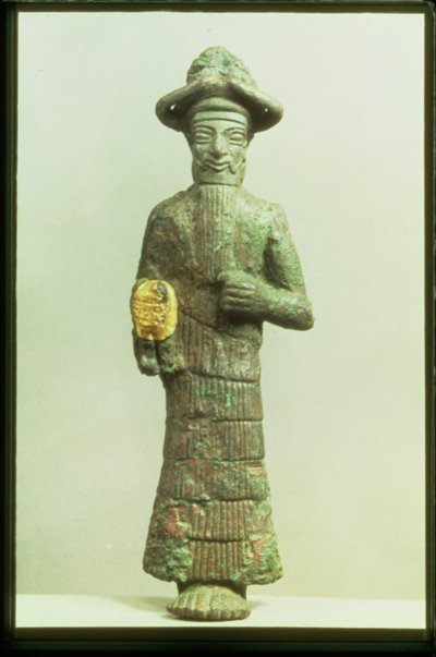 Elamitischer Gott mit goldener Hand aus Susa, Südwestiran, ca. 1800-1700 v. Chr. (Bronze und Gold) von Elamite