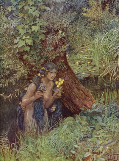 Mit schönen, grünlichen Locken, alle lose ungebunden, als wäre jede eine Braut von Eleanor Fortescue Brickdale