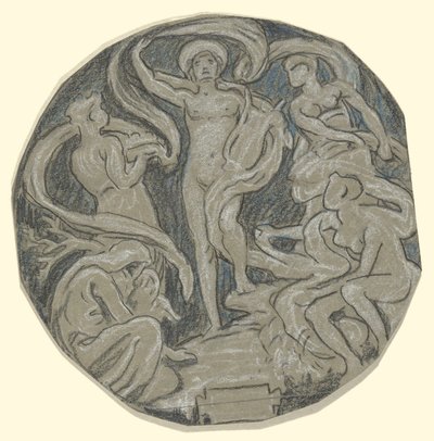 Studie für den Mittelkreis der Huntington-Decke; Apollo und Begleiter von Elihu Vedder