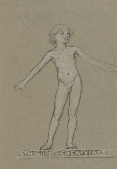Studie für geflügelte Jugend (Das neue Jahr) von Elihu Vedder