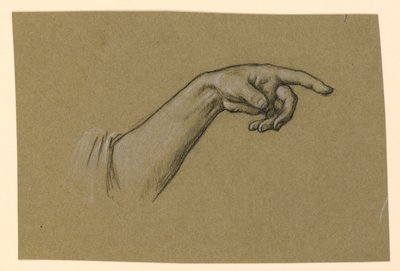 Zeigende linke Hand, Handgelenk, Unterarm bis zum Beginn des Ärmels von Elihu Vedder