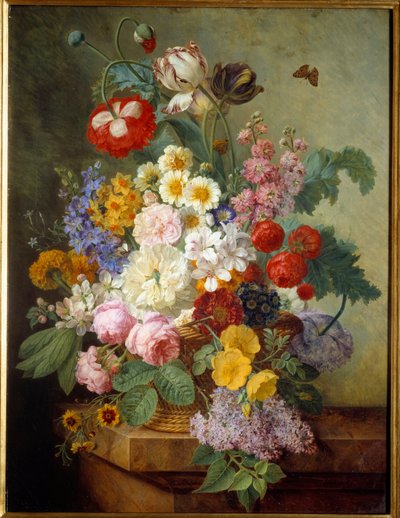 Blumen in einer Rocaille. Gemälde von Elise Bruyere (1776-1842) 1836 von Elise Bruyere