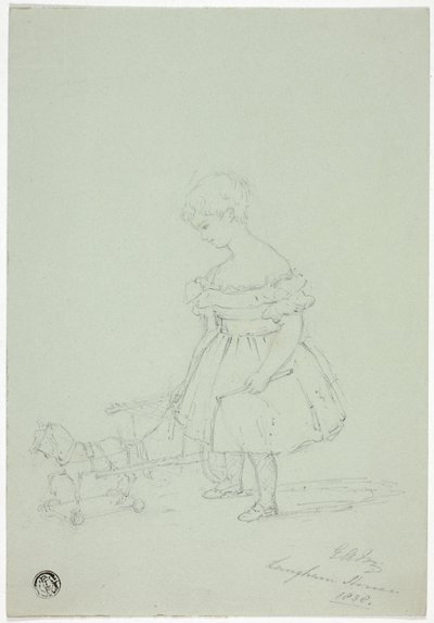 Mädchen mit Spielzeugpferd im Langham House von Elizabeth Murray