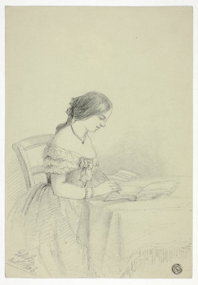 Frau beim Aquarellieren (möglicherweise ein Selbstporträt) von Elizabeth Murray