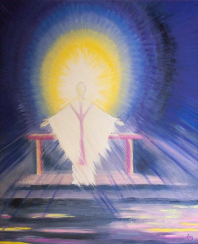 Nach der Wandlung bei der Messe ist Jesus Christus, wahrer Gott und wahrer Mensch, in all seiner Herrlichkeit bei uns gegenwärtig von Elizabeth Wang