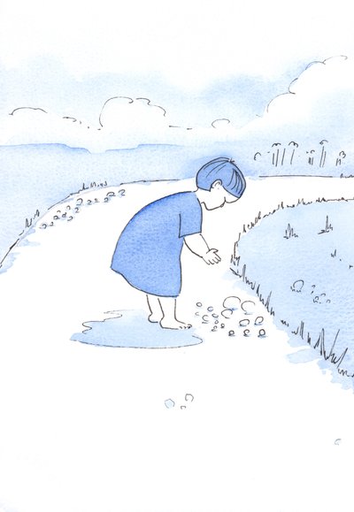 Wenn wir unsere Sünden Gott in Reue anbieten, nimmt er sie als Geschenk an, wie eine Mutter einen Kieselstein von einem Kind als Juwel annimmt, 2002 von Elizabeth Wang