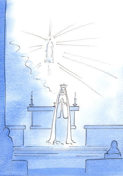 Christus erschien hoch oben im Heiligtum und sandte seine Mutter herab, um mir eine gute Nachricht zu überbringen. 