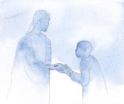 Seine Hand haltend, Seite an Seite mit ihm, muss ich für die Lebenden und die Verstorbenen bitten, seine verwundete Hand haltend von Elizabeth Wang