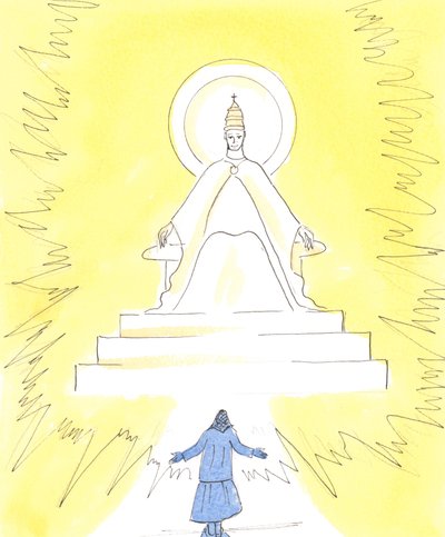 Im Glauben können wir ein blendendes Licht hoch oben in der Kirche über dem Heiligtum sehen von Elizabeth Wang