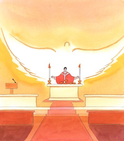 Es ist der Heilige Geist, der in jedem Gebet, das wir anbieten, wirkt und die Veränderung bewirkt, die bei der Konsekration stattfindet, wenn das Brot und der Wein zum heiligen Leib und Blut Christi werden von Elizabeth Wang
