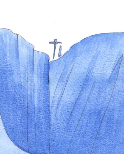 Es war, als ob Christus und unsere Liebe Frau zusammen am Rand der Welt waren, als er starb, um Sünder vor dem Abgrund zu retten von Elizabeth Wang