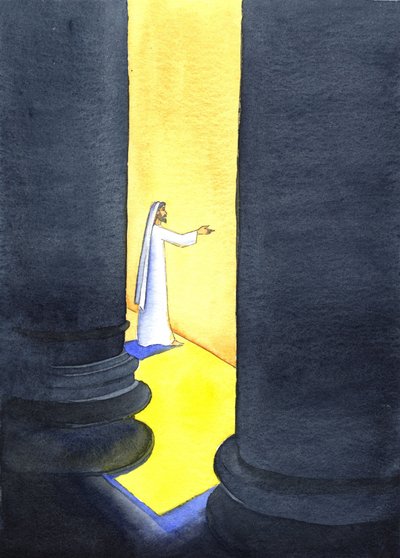 Jesus Christus predigte im Tempel, und die Menschen hingen an seinen Worten von Elizabeth Wang