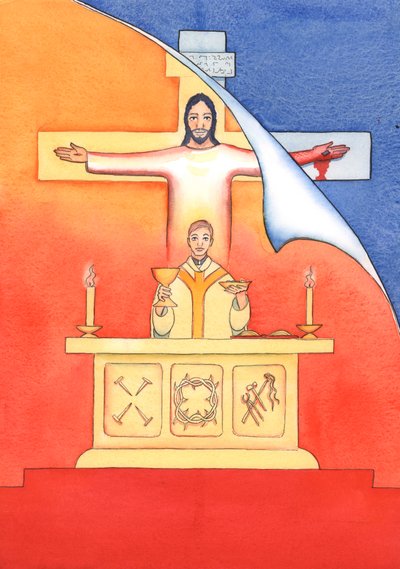 Jesus ist bei uns in der Messe gegenwärtig, betet zum Vater für uns, um Hilfe in unseren Bedürfnissen und für das ewige Heil. Wir können all unsere Gebete mit seinem großen Opfergebet vereinen. von Elizabeth Wang