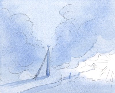 Die ungeduldige Seele (Christus zeigte es mir) baut einen hohen Turm, der nach Licht strebt, anstatt stetig dem niedrigen, schmalen Weg zu folgen von Elizabeth Wang