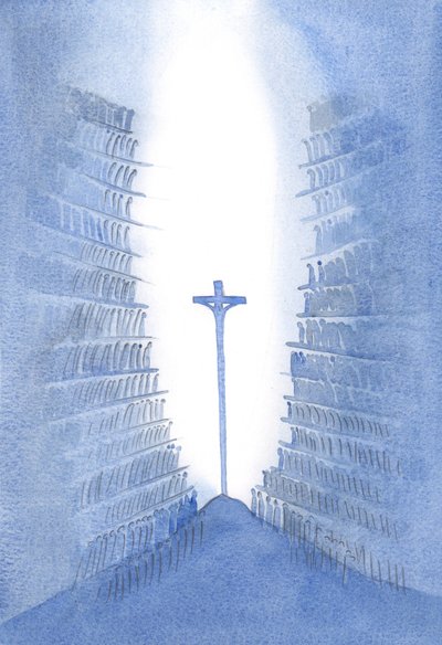 Durch die Messe ist jede Generation von Gottes Volk dem einen Opfer Christi gegenwärtig, wie es auf dem Altar dargestellt wird. von Elizabeth Wang