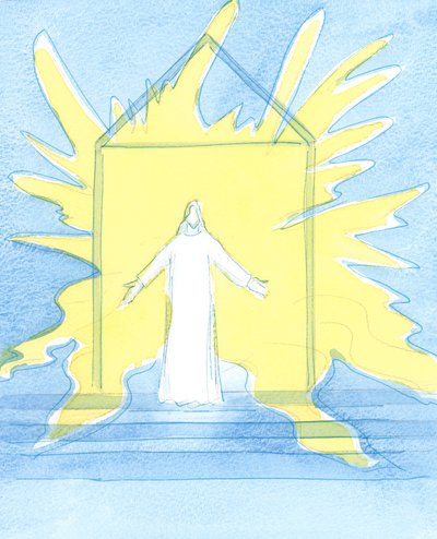 Wir können Christus am Tabernakel begegnen. Es ist, als ob das Licht des Himmels hinter Ihm scheint, während Er uns zuhört und Seine Gnaden über uns ausgießt von Elizabeth Wang