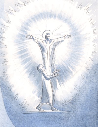 Wenn eine Seele von allen eitlen Wünschen leer ist, erfüllt Christus sie mit Seinem Licht in der Heiligen Kommunion; und während Christus Seinen Vater im Geist lobt, lobt Gott Gott in Gott, in Glückseligkeit und Glanz, innerhalb der Seele, 2000 von Elizabeth Wang