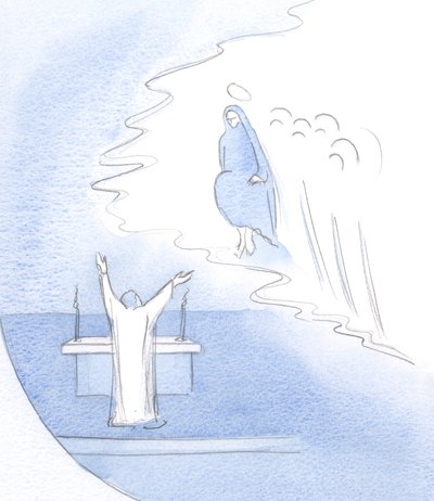 Mit welcher Freude lobt Christus (am Altar) seine Mutter, in Bewunderung ihrer Person und ihres ganzen Lebenswerks von Elizabeth Wang