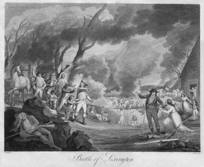 Schlacht von Lexington, graviert von Cornelius Tiebout (1768-1835) von Elkanah (after) Tisdale