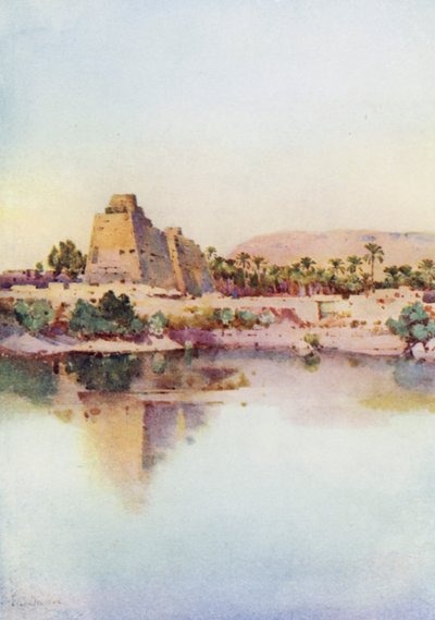 Der Pylon von Hatshepset in Karnak, vom Heiligen See aus von Ella Du Cane