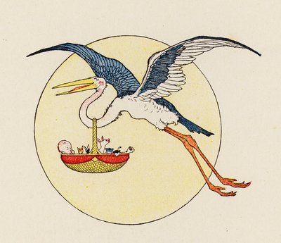 Noahs Arche: Kranich und Babys (Farblithografie) von Elmer Boyd Smith