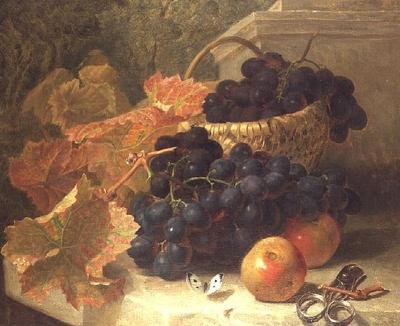 Stillleben mit Trauben und Schere auf einem Steinsims von Eloise Harriet Stannard