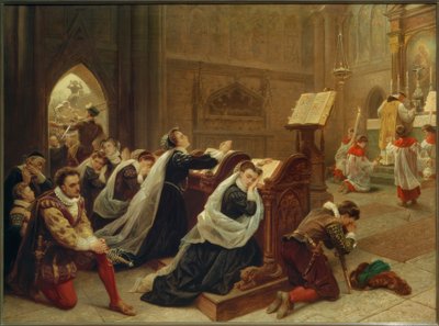 Maria Stuart…die erste Messe hörend von Emanuel Gottlieb Leutze