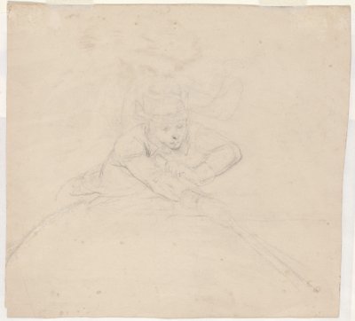 Studie einer Halbfigur mit Stange [verso] von Emanuel Gottlieb Leutze
