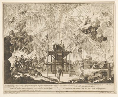 Feuerwerk in Moskau zur Feier des Endes des Russisch-Türkischen Krieges, 1775 (Akt I und II) von Emel