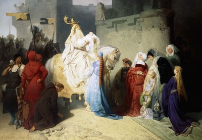 Merlin präsentiert den zukünftigen König Artus, 1873 von Emil Johann Lauffer