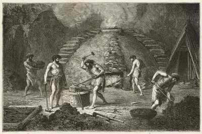 Der primitive Ofen zur Eisengewinnung von Emile Antoine Bayard