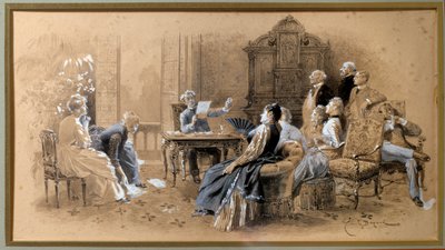 Schriftsteller Alexandre Dumas Jr. (1824-1895) liest seine Werke von Emile Antoine Bayard