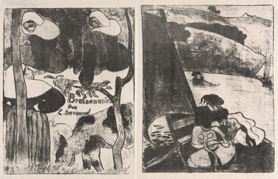 Les Bretonneries: Titelseite (Page de Titre) und Die Rückkehr von der Wallfahrt (Le Retour du Pardon) von Emile Bernard