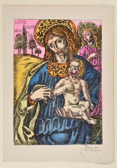Sainte Marie Mutter Gottes: Die Jungfrau und der Engel mit Nimbus von Emile Bernard