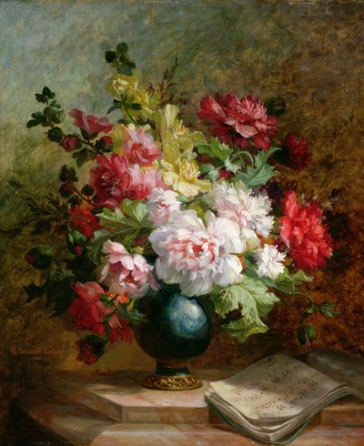 Stillleben mit Blumen und Notenblatt von Emile Henri Brunner Lacoste