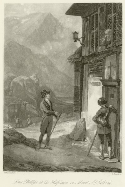 Louis Philippe im Hospitium auf dem St. Gotthard von Emile Jean Horace Vernet