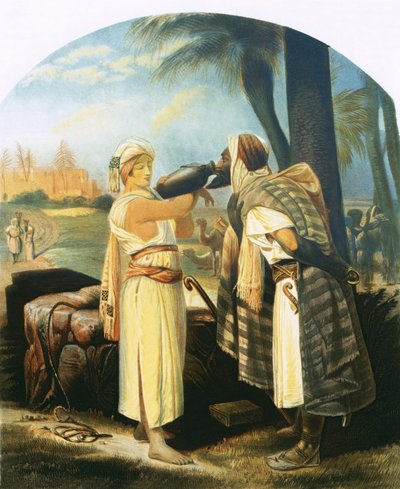 Rebekka gibt dem Diener einen Trunk von Emile Jean Horace Vernet