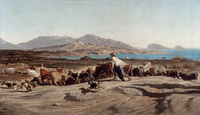Ansicht von Marseille, Aygalades auf einem Spaziergang - Gemälde von Emile Loubon (1809-1863) von Emile Loubon