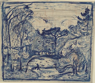 Waldinterieur mit Holzfäller. La Côte de Grâce, Honfleur von Emile Othon Friesz
