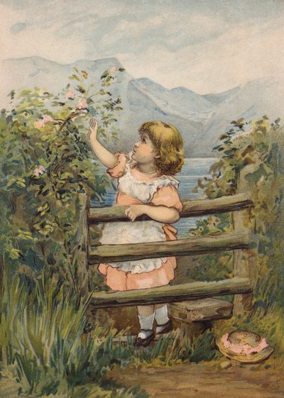 Mädchen, das nach einer Blume greift von Emily Jane Harding Andrews