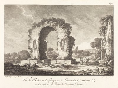 Ansicht von Ruinen und Fragmenten antiker Bauwerke...des alten Capua von Emmanuel Jean Nepomucène de Ghendt after Claude Louis Châtelet