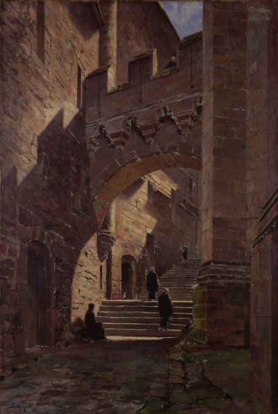 Mont Saint-Michel, befestigtes Tor in der Abtei, 1881 von Emmanuel Lansyer