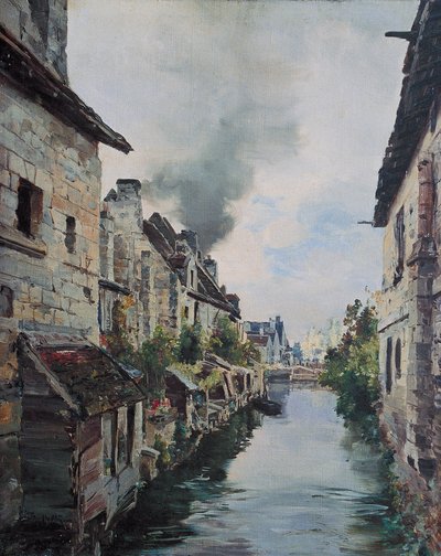 Der Beaulieu-Kanal, Blick auf die Brücke auf der Straße von Loches nach Beaulieu. 1891 von Emmanuel Lansyer