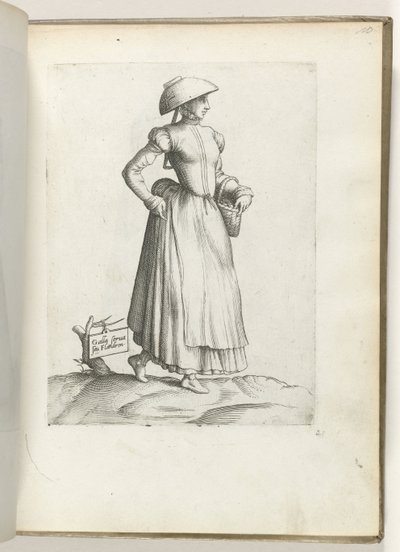 Dienstmädchen aus Flandern, gekleidet nach der Mode um 1550 von Enea Vico
