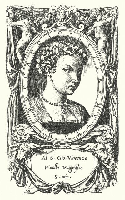 Die Dame Fiammetta, Thema von Giovanni Boccaccios Roman Elegia di Madonna Fiammetta von Enea Vico